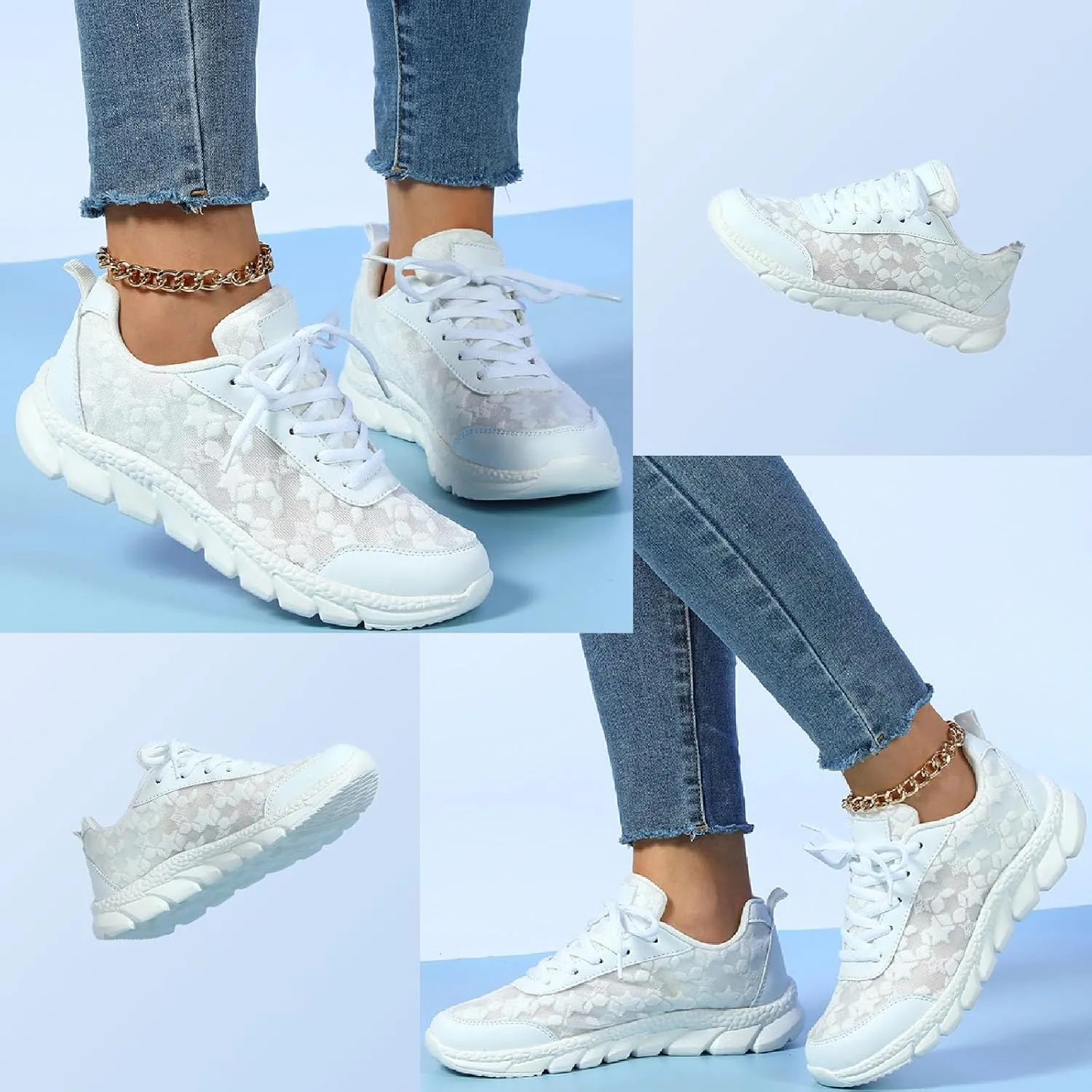 2024 New Women's Luxurious Orthopedic Sneakers, Hollow Breathable Mesh Shoes, Comfortable Hollow Running Shoes