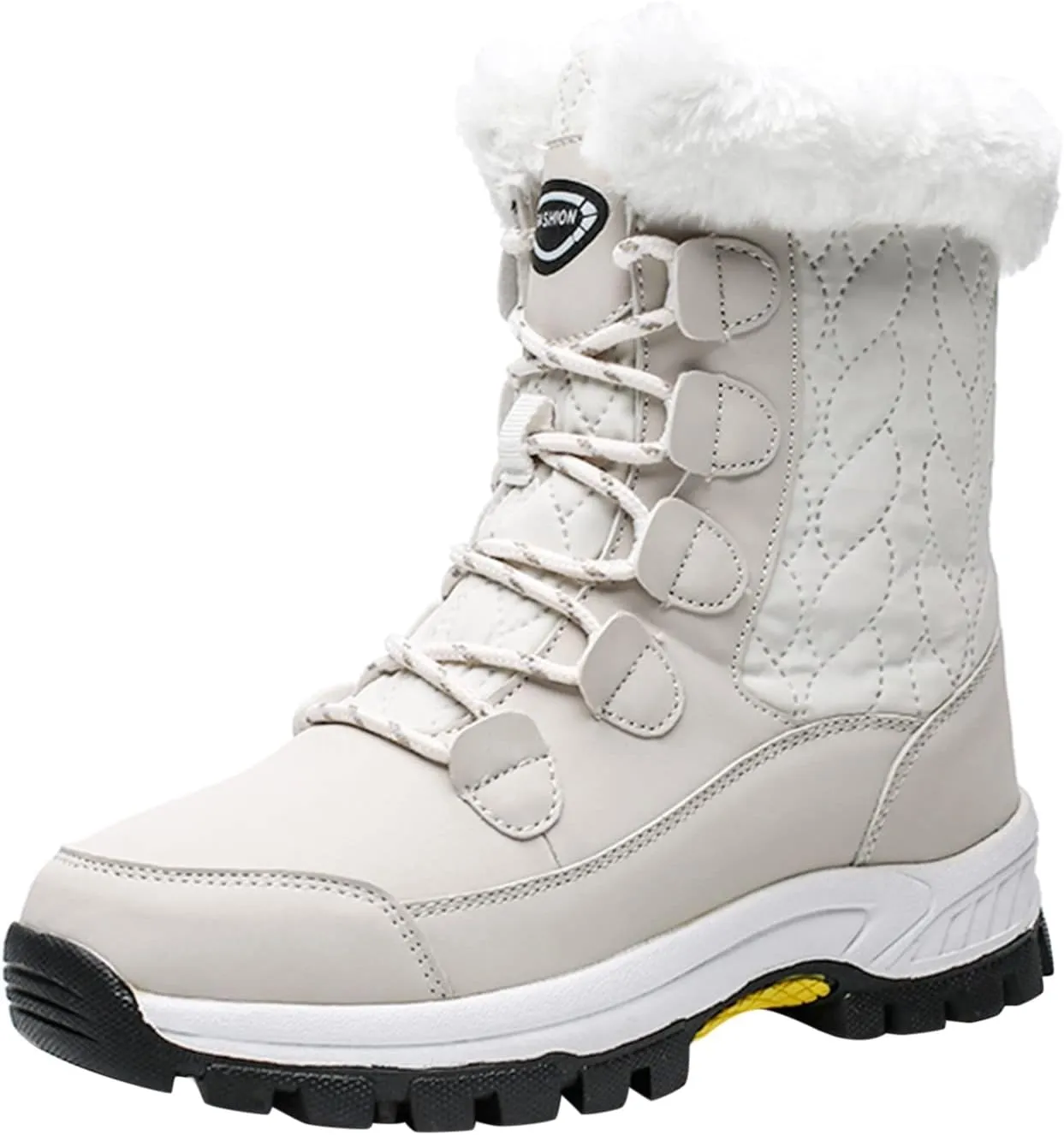 Ankle Boots for Women Comfy Warm Round Toe Leather Waterproof Lace Up Flat Heel Snow Boots Women's Long Boots