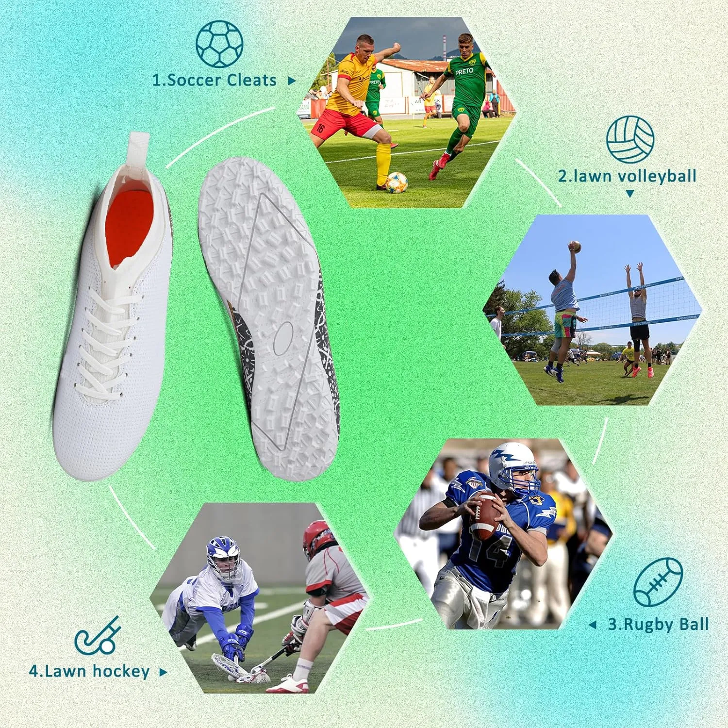 ASoftLand Soccer Cleats Mens Women Soccer Shoes for Big Boy AG/TF