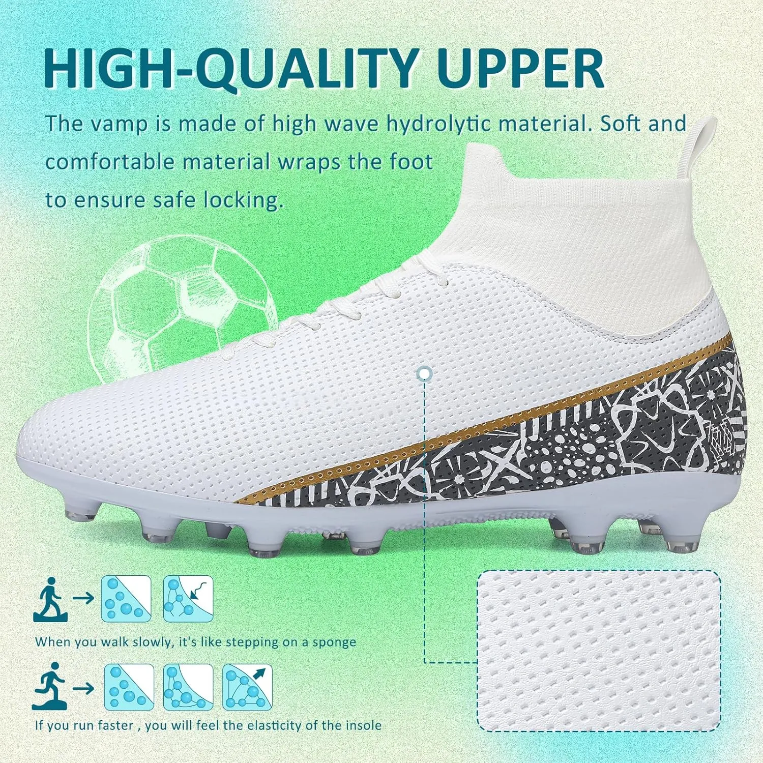 ASoftLand Soccer Cleats Mens Women Soccer Shoes for Big Boy AG/TF