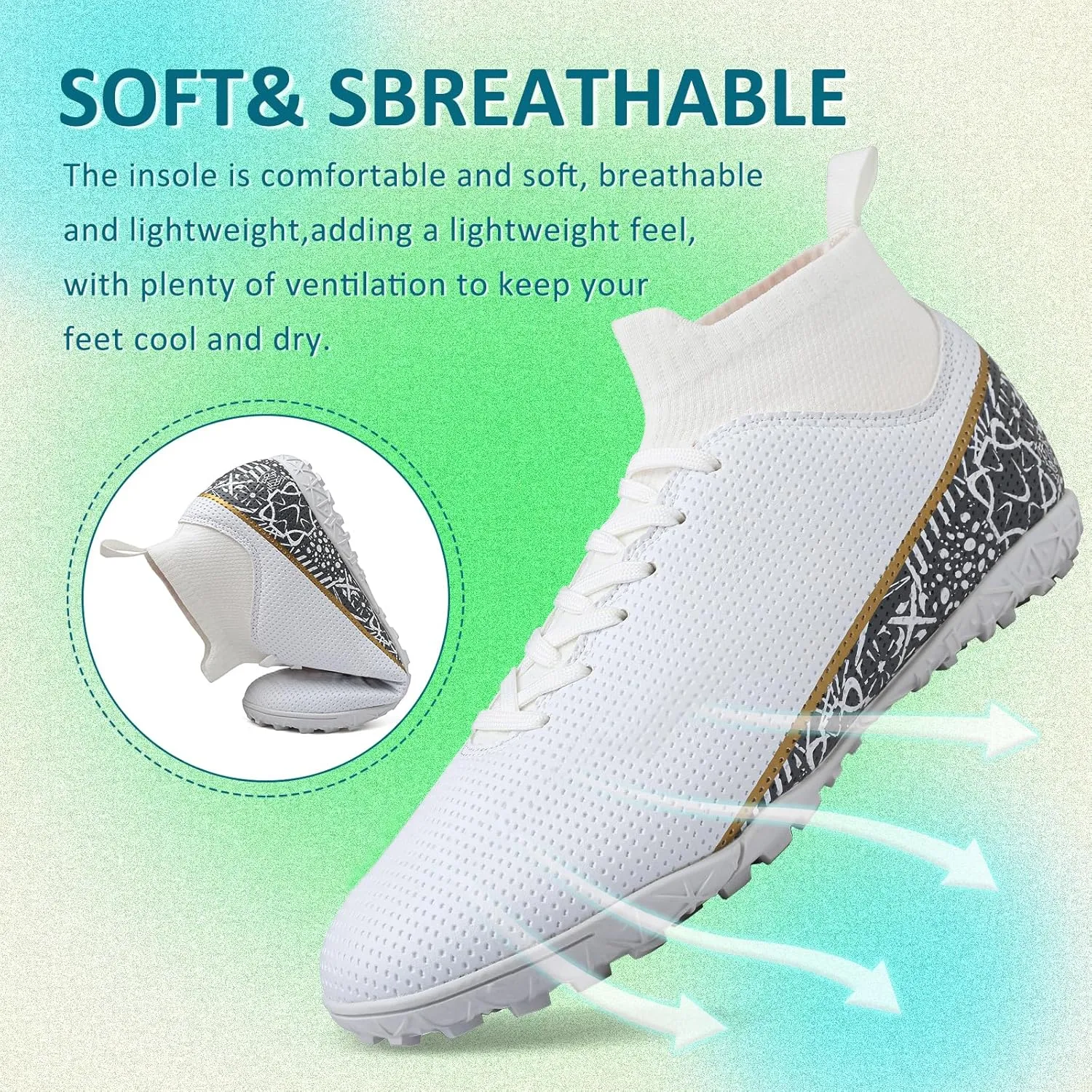 ASoftLand Soccer Cleats Mens Women Soccer Shoes for Big Boy AG/TF