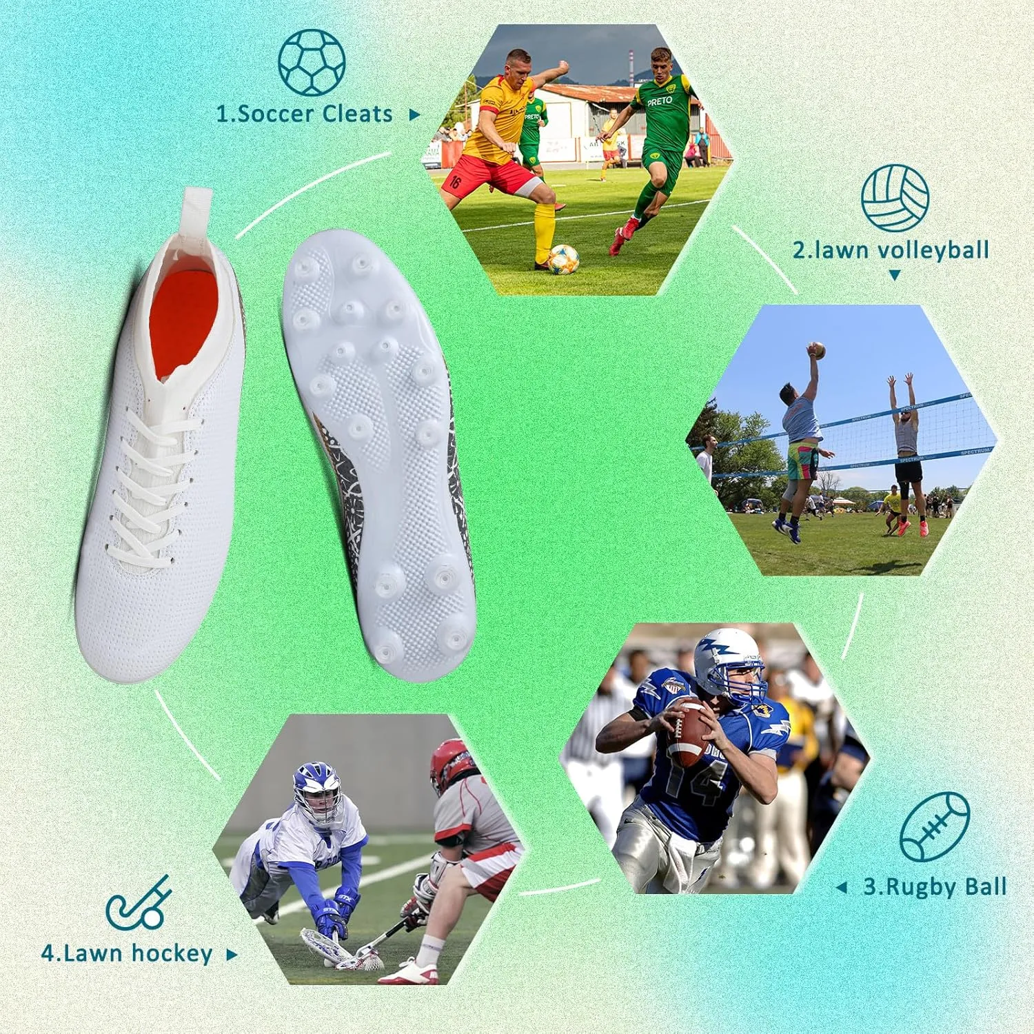 ASoftLand Soccer Cleats Mens Women Soccer Shoes for Big Boy AG/TF