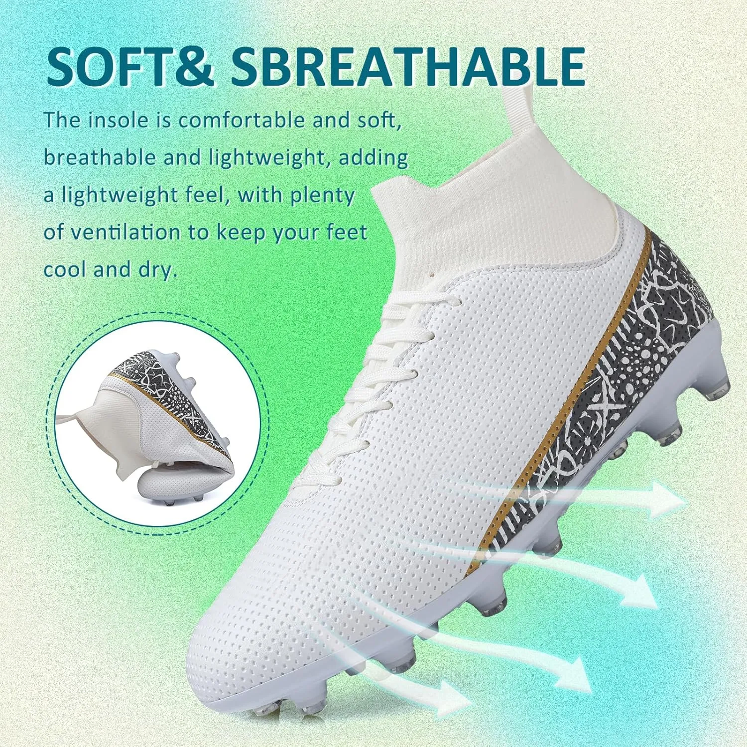 ASoftLand Soccer Cleats Mens Women Soccer Shoes for Big Boy AG/TF
