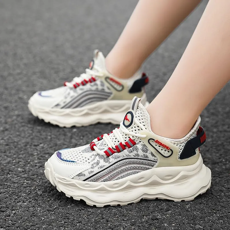 Axcone Kid's Sneakers Boys Girls Outdoor Non-Slip Cushioning Athletic Shoes Casual Soft Soled Breathable Basketball Shoes Running Shoes