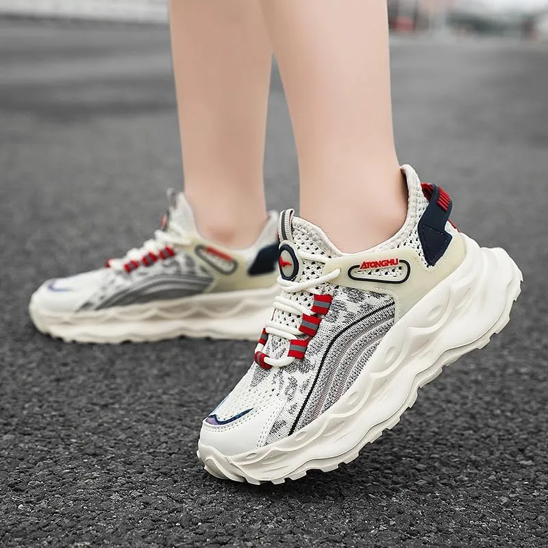 Axcone Kid's Sneakers Boys Girls Outdoor Non-Slip Cushioning Athletic Shoes Casual Soft Soled Breathable Basketball Shoes Running Shoes