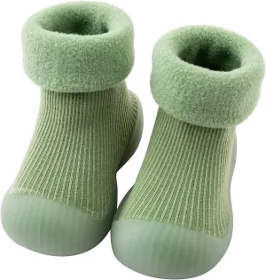 Baby Girl Shoes, 0-4 Years Kids Boys Girls Solid Warm Knit Soft Sole Rubber Sock Shoes Slipper Black Boots