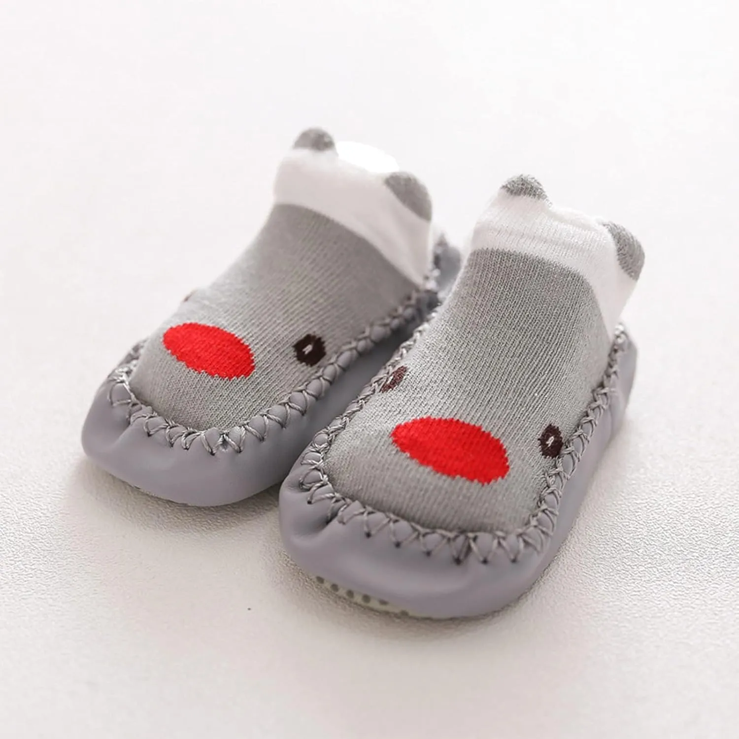 Baby Sock Shoes,Boys Girls Cartoon Shoes First Walking Shoes Non-Slip Socks Kids Floor Shoes White Shoes B