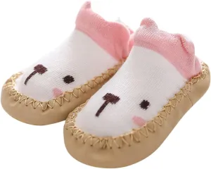 Baby Sock Shoes,Boys Girls Cartoon Shoes First Walking Shoes Non-Slip Socks Kids Floor Shoes White Shoes B