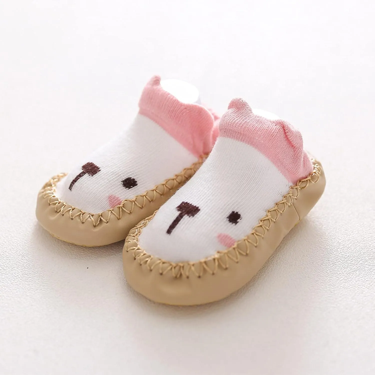 Baby Sock Shoes,Boys Girls Cartoon Shoes First Walking Shoes Non-Slip Socks Kids Floor Shoes White Shoes B