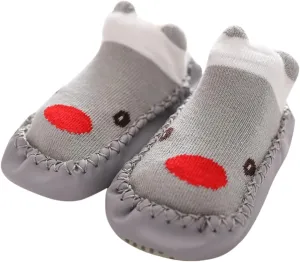 Baby Sock Shoes,Boys Girls Cartoon Shoes First Walking Shoes Non-Slip Socks Kids Floor Shoes White Shoes B