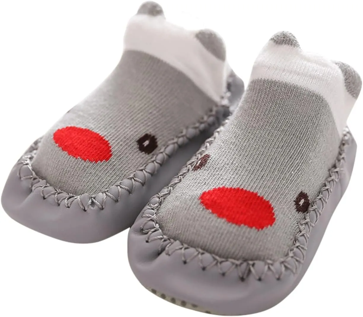 Baby Sock Shoes,Boys Girls Cartoon Shoes First Walking Shoes Non-Slip Socks Kids Floor Shoes White Shoes B