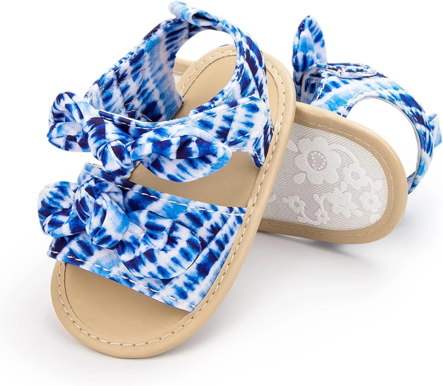Baby Walking Shoes Boy 6-12 Months Infant Girls Open Toe Bowknot Tie Dye Shoes First Walkers Shoes Quilted Bodysuit
