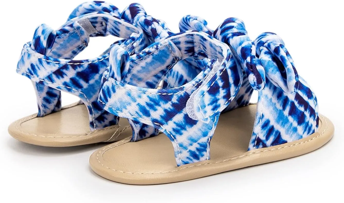Baby Walking Shoes Boy 6-12 Months Infant Girls Open Toe Bowknot Tie Dye Shoes First Walkers Shoes Quilted Bodysuit