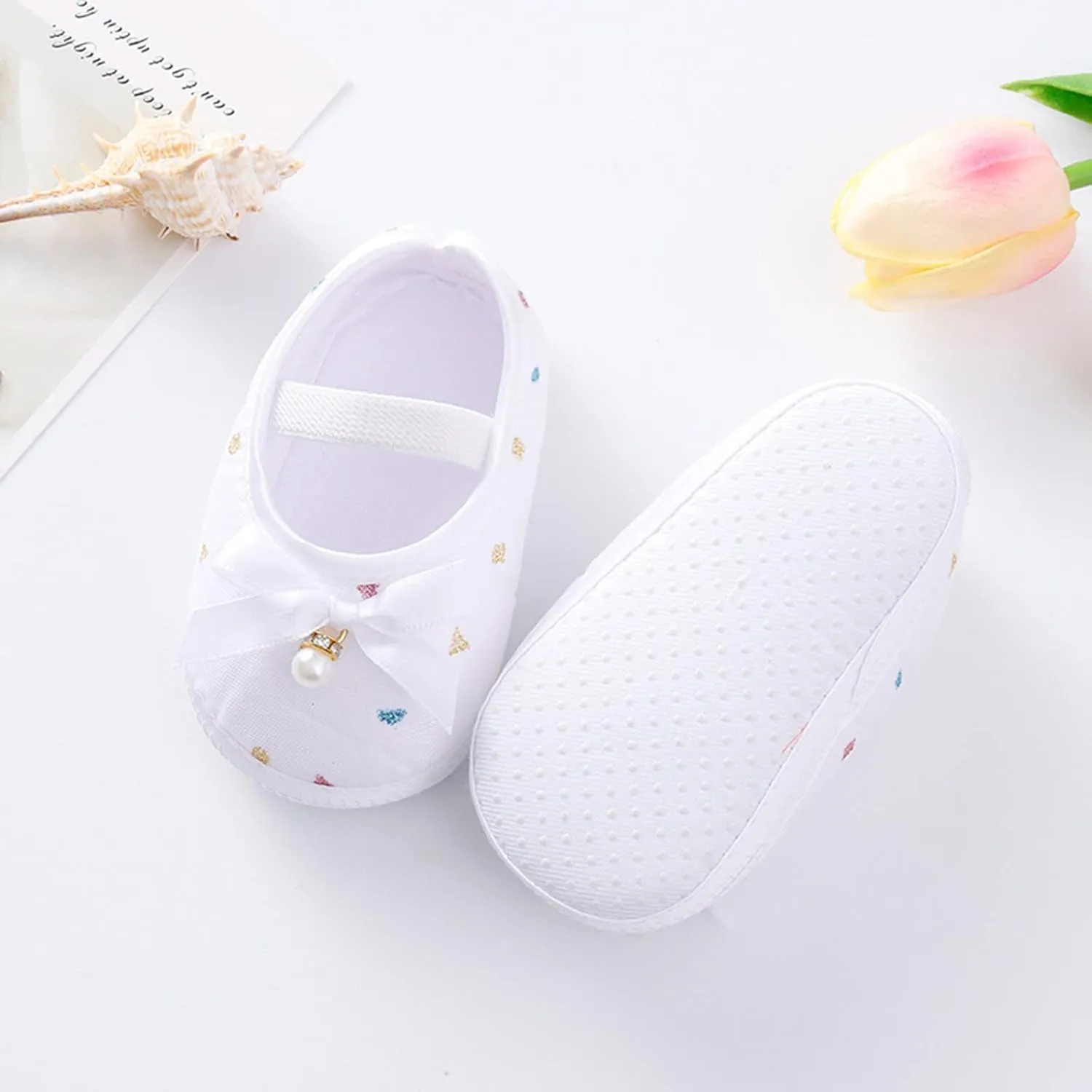 Baby Walking Shoes, Infant Baby Boys Girls Soft Sole Shoes Hanging Pearl Cute Bow Princess Shoes 0-9 Months