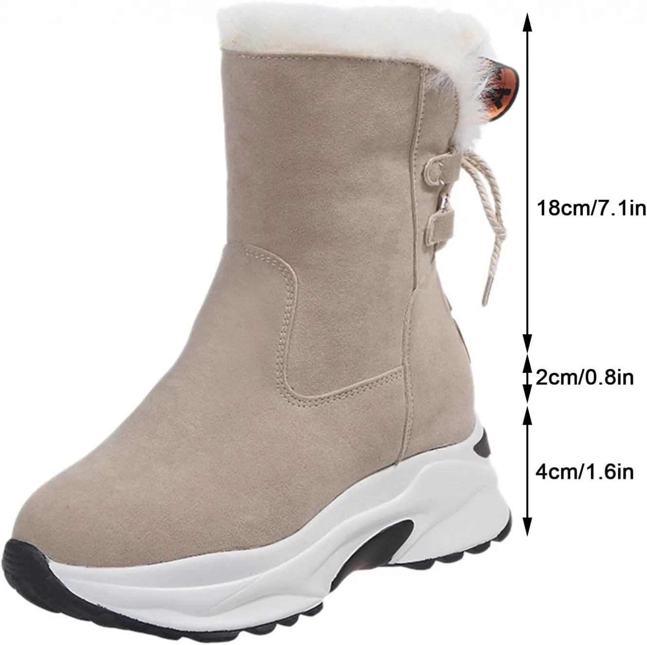 Bcshiye Women's Winter Snow Boots Round Toe Fur Lined Warm Boot Outdoor Fashion Hidden Wedge Platform Sneakers Booties