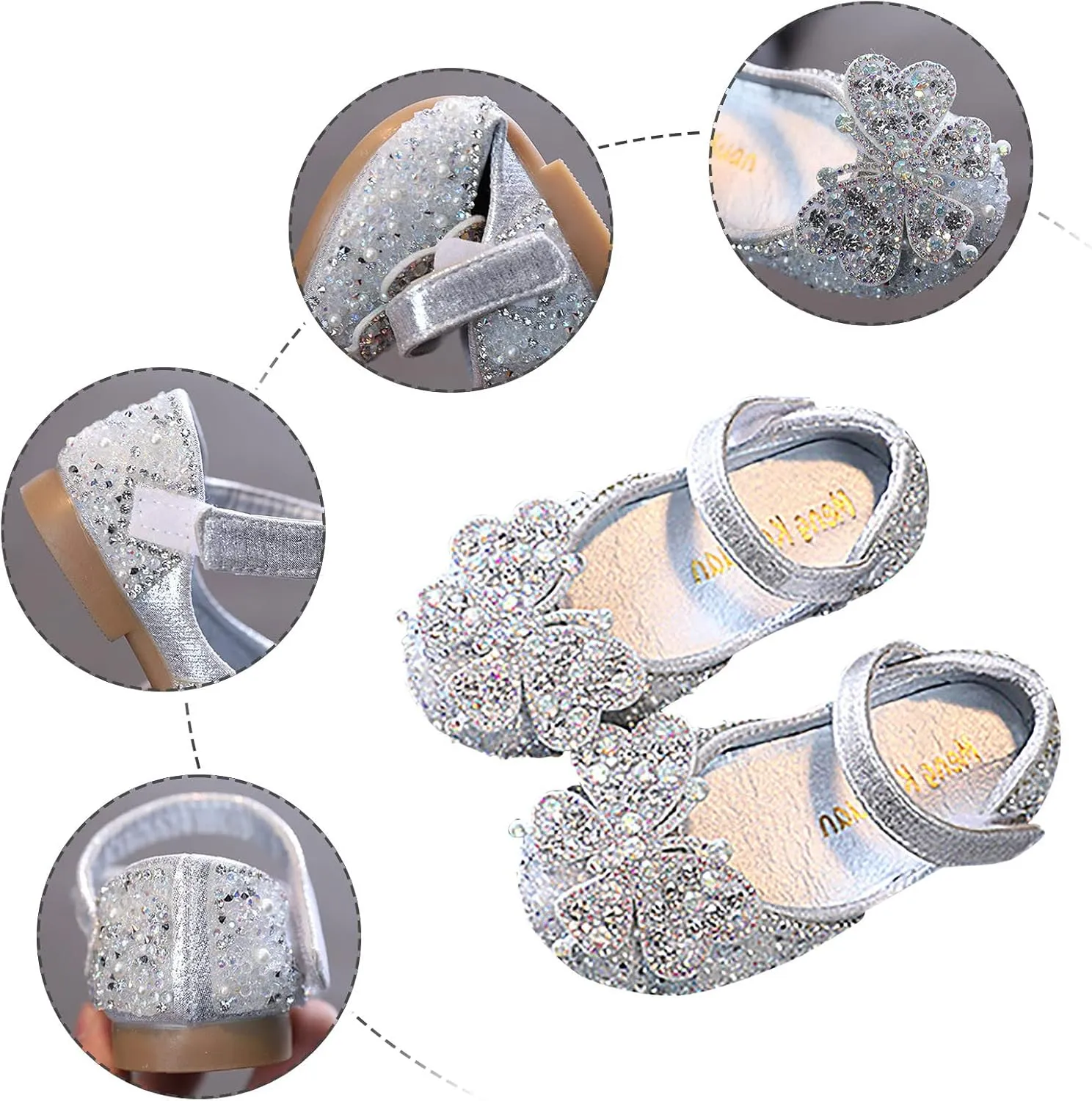 Black Shoes for Girls,Girls Baby Infant Crystal Princess Shoes Bling Pearl Sandals Shoes Kids Dancing Shoes