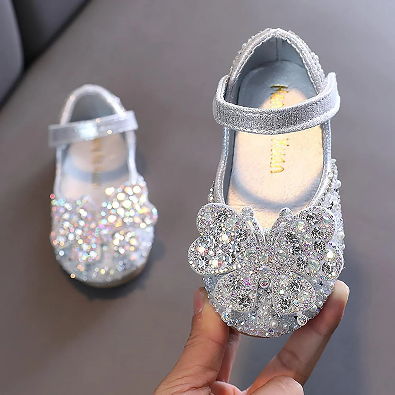 Black Shoes for Girls,Girls Baby Infant Crystal Princess Shoes Bling Pearl Sandals Shoes Kids Dancing Shoes