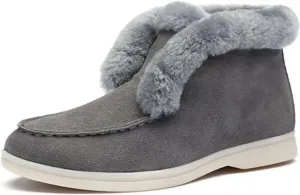 Boots For Women 2024 Ankle Booties Casual Slip-on Warm Loafers Shoes Faux Fur-Lined Comfortable Winter Snow Boots