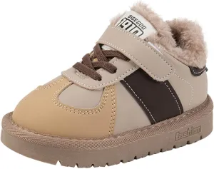 Boy Walking Shoes Non Slip Slip On Sneaker Plush Lined Hiking Boots Lace Up Snow Ankle Boots Platform Boots