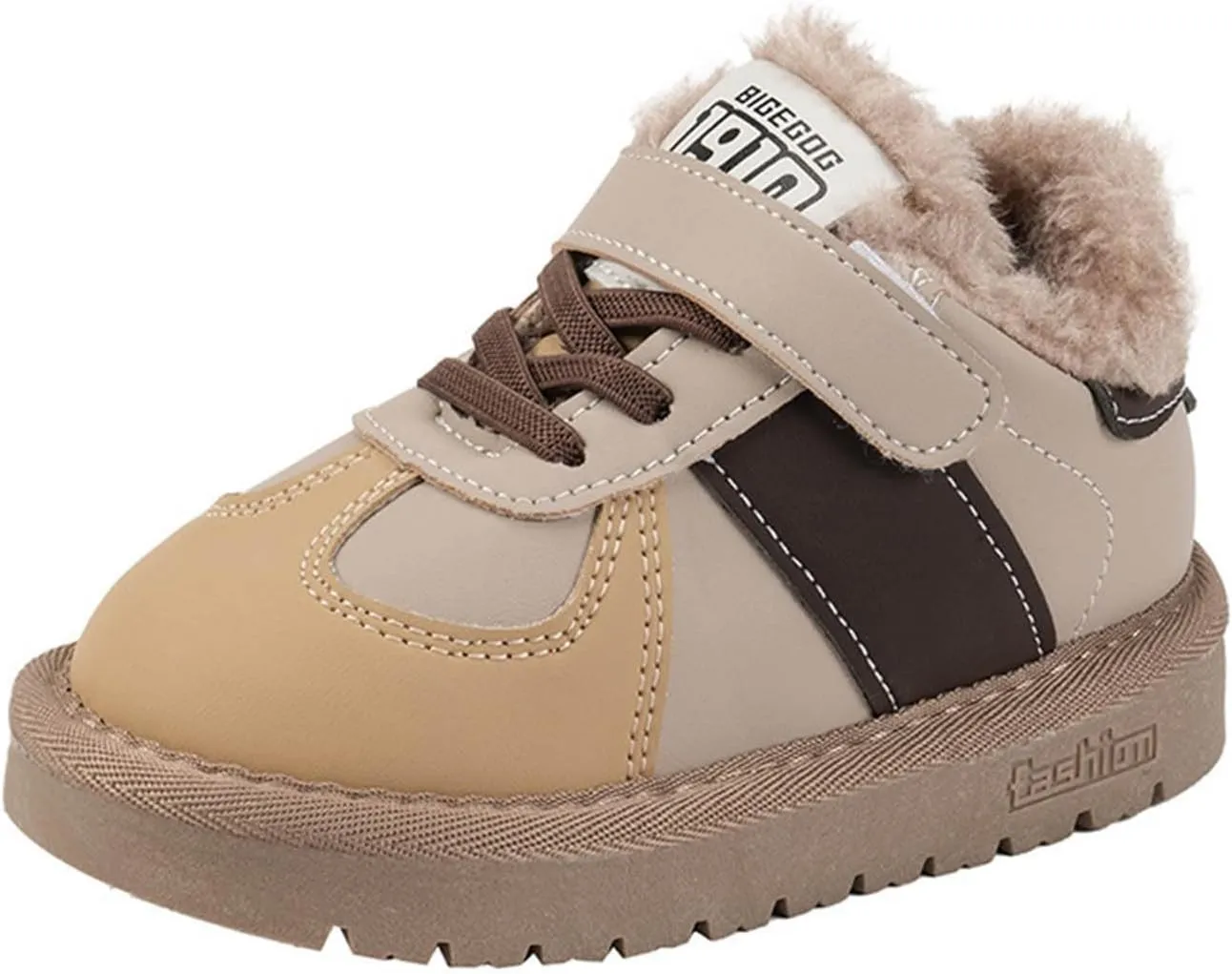 Boy Walking Shoes Non Slip Slip On Sneaker Plush Lined Hiking Boots Lace Up Snow Ankle Boots Platform Boots