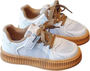 Boys Girls Sneakers Lace up Walking Shoes for Little Kids Board Shoes Toddler Mesh Breathable Sneakers Lightweight