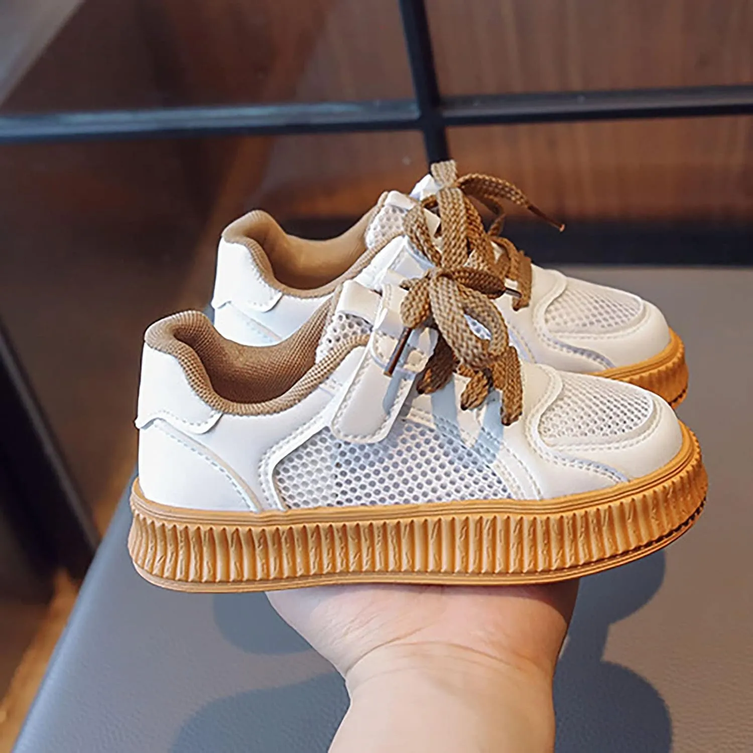 Boys Girls Sneakers Lace up Walking Shoes for Little Kids Board Shoes Toddler Mesh Breathable Sneakers Lightweight