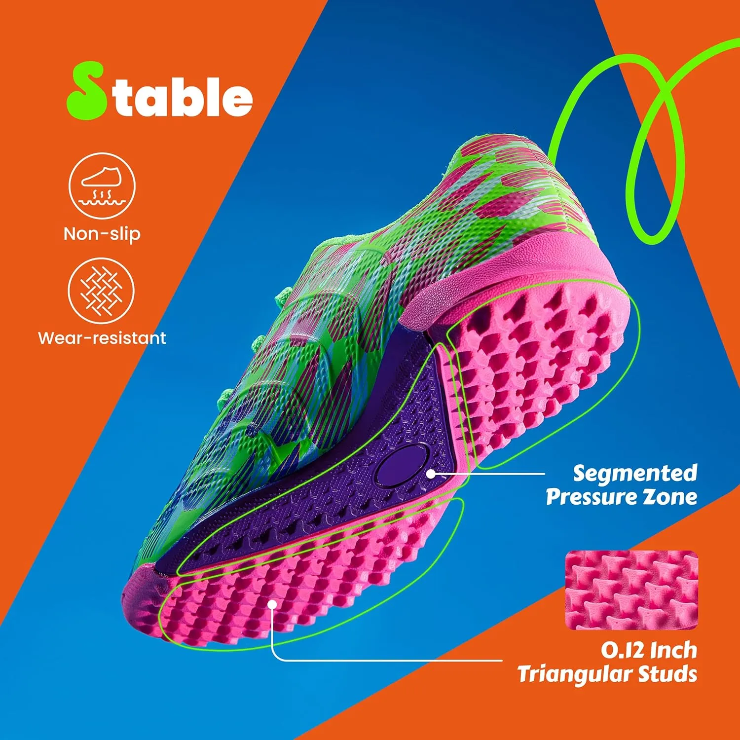 Boys Girls Soccer Cleats Indoor Turf Soccer Football Shoes Artificial Firm Ground Athletic Outdoor Youth Futsal Unisex-Child Lightweight Training Flexible Durable Comfortable Traction Breathable