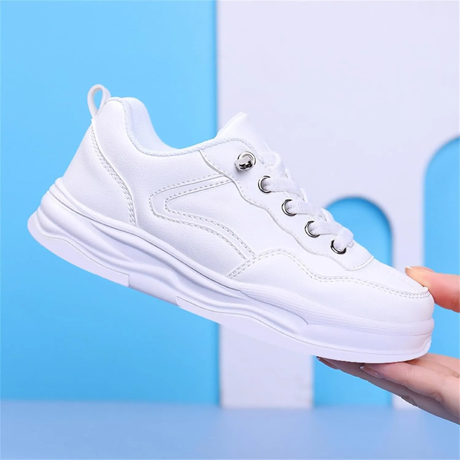Boys Girls Uniform Low Top Sneakers White Tennis School Walking Shoes Lightweight Toddler Kids Cheerleader Sneakers