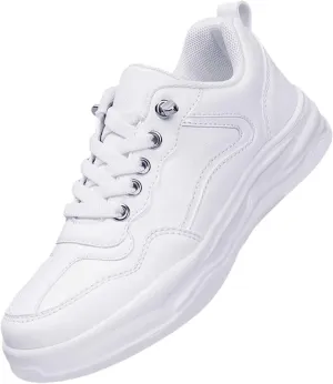 Boys Girls Uniform Low Top Sneakers White Tennis School Walking Shoes Lightweight Toddler Kids Cheerleader Sneakers