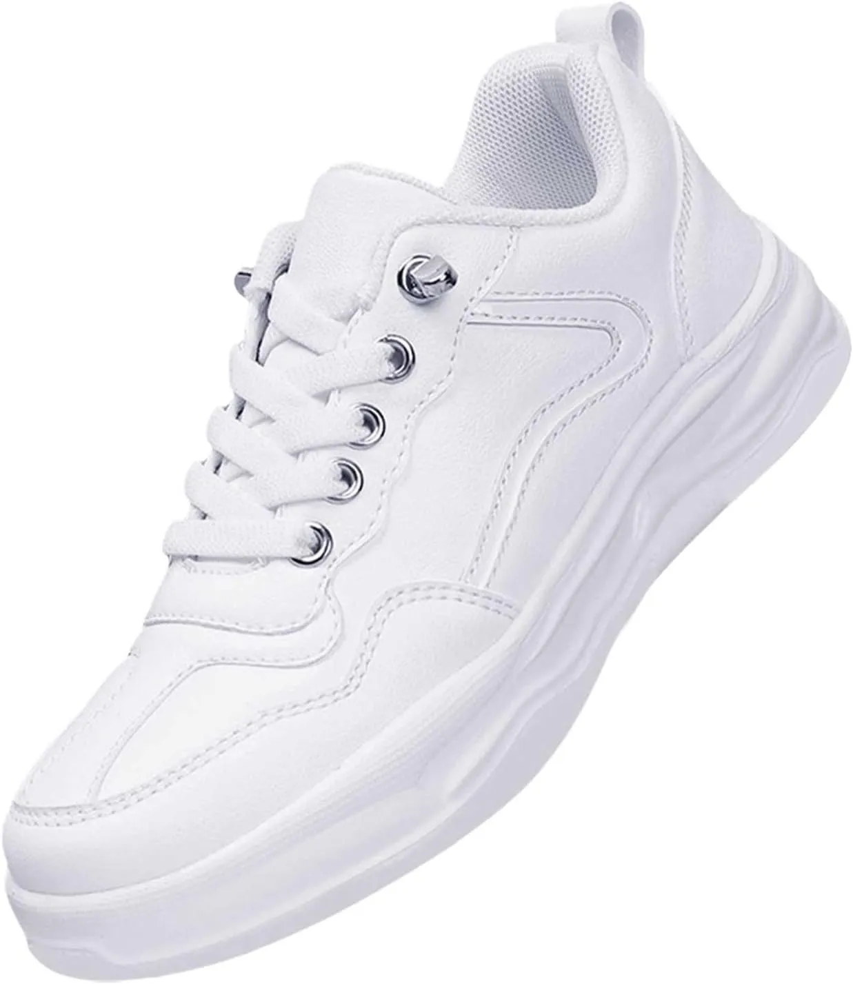 Boys Girls Uniform Low Top Sneakers White Tennis School Walking Shoes Lightweight Toddler Kids Cheerleader Sneakers