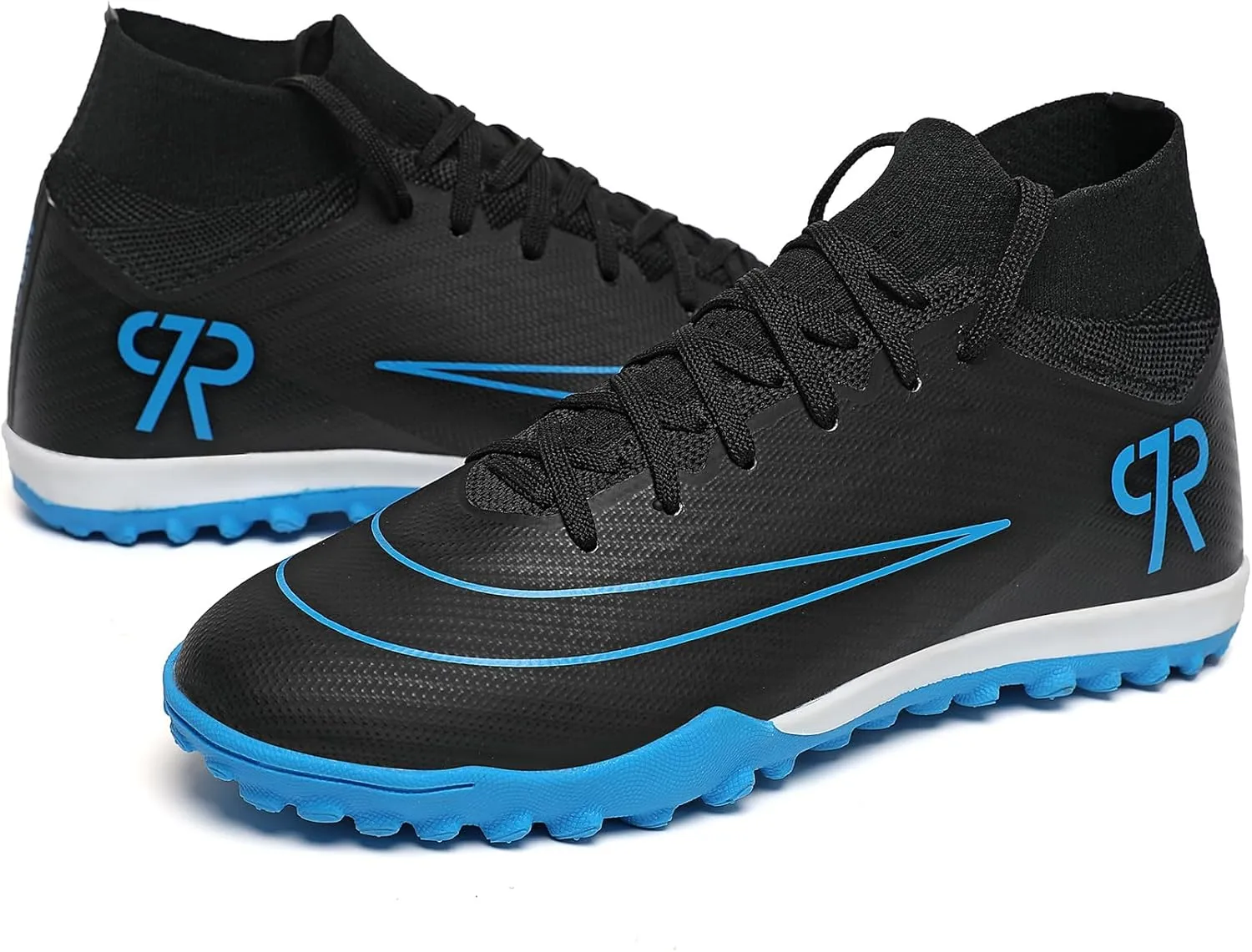 Boys Soccer Shoes Turf Youth Soccer Cleats Kids Spike TF High-Top Football Boots for Outdoor Training Club TF