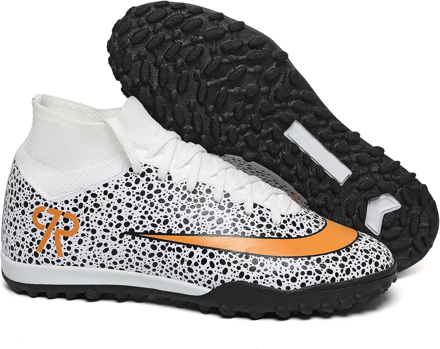Boys Soccer Shoes Turf Youth Soccer Cleats Kids Spike TF High-Top Football Boots for Outdoor Training Club TF