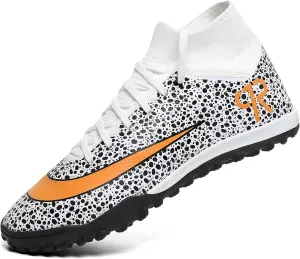 Boys Soccer Shoes Turf Youth Soccer Cleats Kids Spike TF High-Top Football Boots for Outdoor Training Club TF