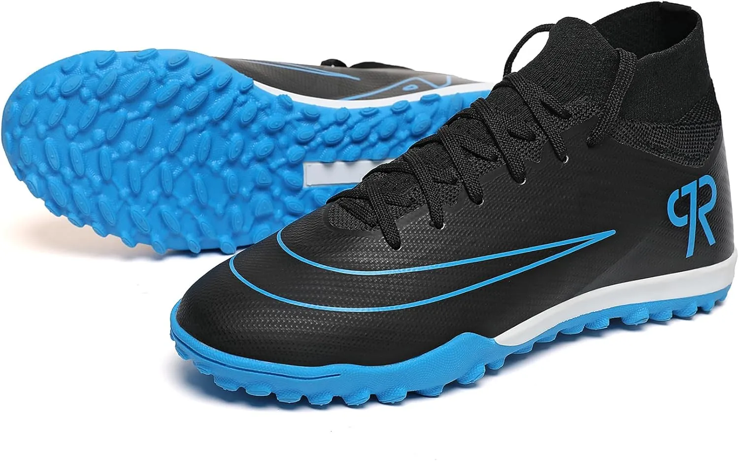 Boys Soccer Shoes Turf Youth Soccer Cleats Kids Spike TF High-Top Football Boots for Outdoor Training Club TF