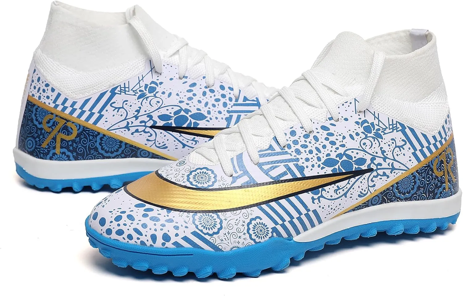 Boys Soccer Shoes Turf Youth Soccer Cleats Kids Spike TF High-Top Football Boots for Outdoor Training Club TF