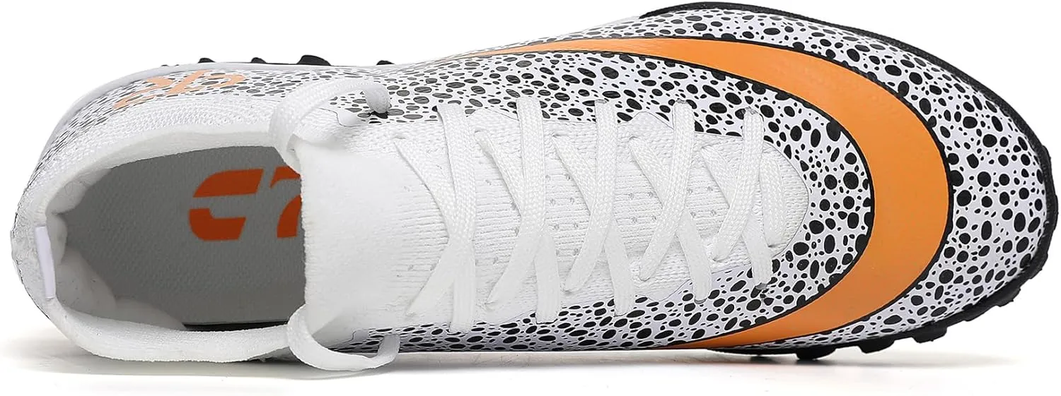 Boys Soccer Shoes Turf Youth Soccer Cleats Kids Spike TF High-Top Football Boots for Outdoor Training Club TF