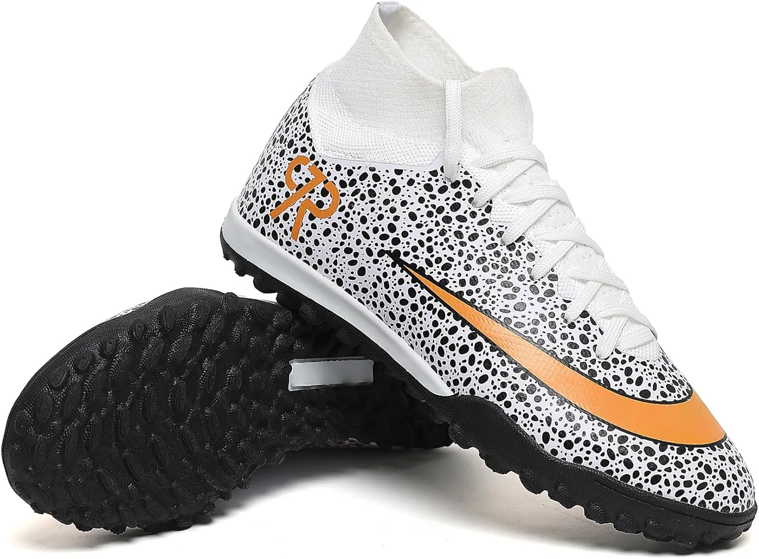 Boys Soccer Shoes Turf Youth Soccer Cleats Kids Spike TF High-Top Football Boots for Outdoor Training Club TF