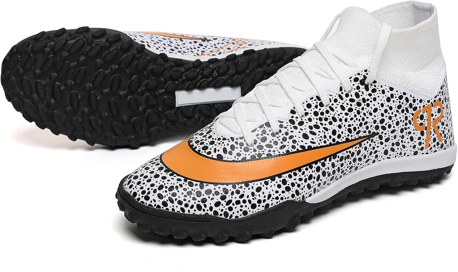 Boys Soccer Shoes Turf Youth Soccer Cleats Kids Spike TF High-Top Football Boots for Outdoor Training Club TF