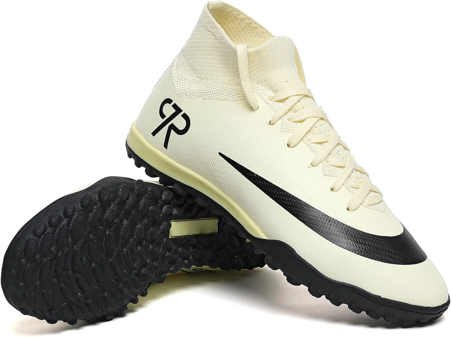 Boys Soccer Shoes Turf Youth Soccer Cleats Kids Spike TF High-Top Football Boots for Outdoor Training Club TF