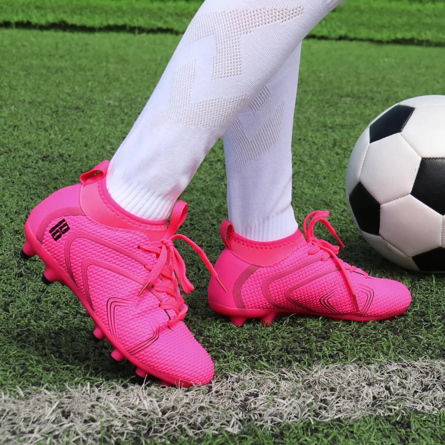brooman Kids Firm Ground Soccer Cleats Boys Girls Outdoor Football Shoes