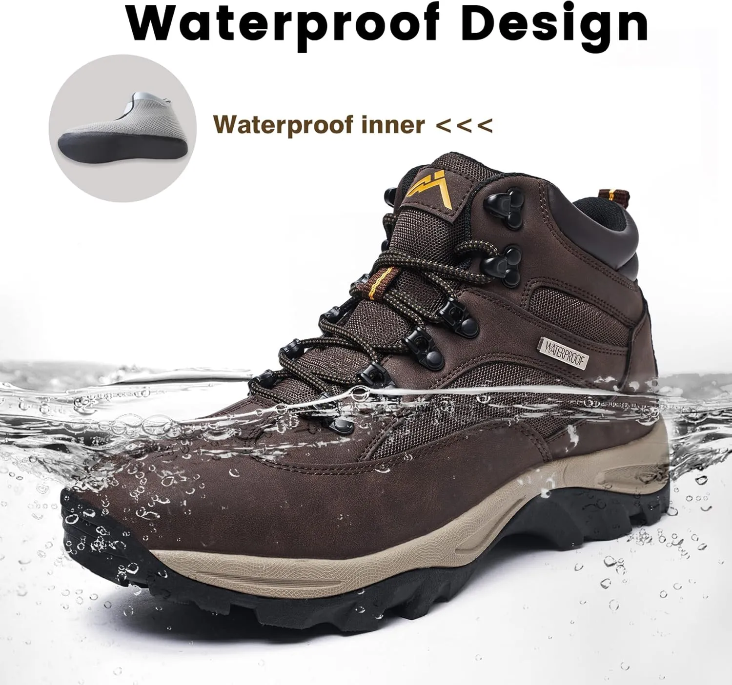 CC-Los Men's Waterproof Hiking Boots Outdoor Relaxed Fit Lightweight Size 7.5-14