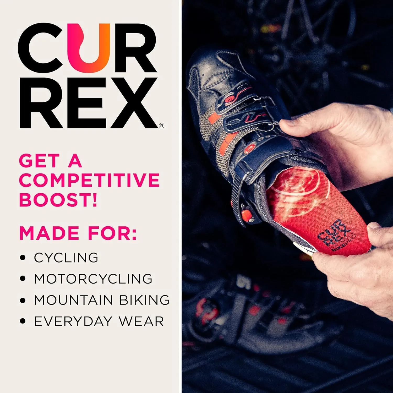 CURREX BikePro Insoles for Cycling, Bicycle & Motorcycle Riding – Arch Support Shoe Inserts w/Metatarsal Pads, Helps Reduce Fatigue   Improve Stability & Fit – for Men & Women – Medium Arch, Large