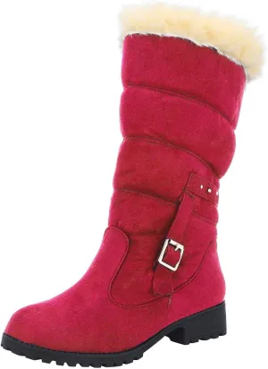 Deal Days Boots for Women Slip On Winter Warm Mid Calf Boots Snow Boots Ladies Casual Fashion Booties Ankle Boots Shoes
