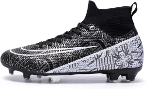 DHAEY Football Cleats Unisex Comfortable Breathable with Professional FG Non-Slip Spikes Suitable for Running/Competition/Training (Color : Black, Size : 8.5 Women/7 Men)