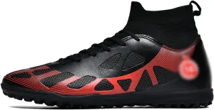 DHAEY Soccer Shoes Unisex Professional TF Turf Indoor Outdoor Competition Athletic Sneakers High Top Comfortable Adult Training Football Shoes (Color : Black, Size : 5 Women/3.5 Men)