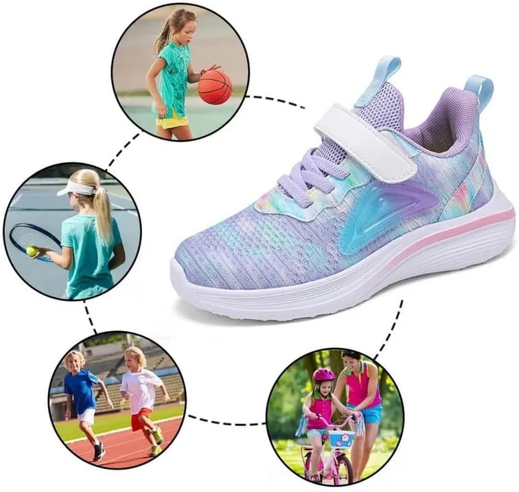 DHOVOR Girls Running Shoes Athletic Fashion Sneakers Lightweight Tennis Walking Basketball Shoes for Girls(Little Kid/Big Kid)