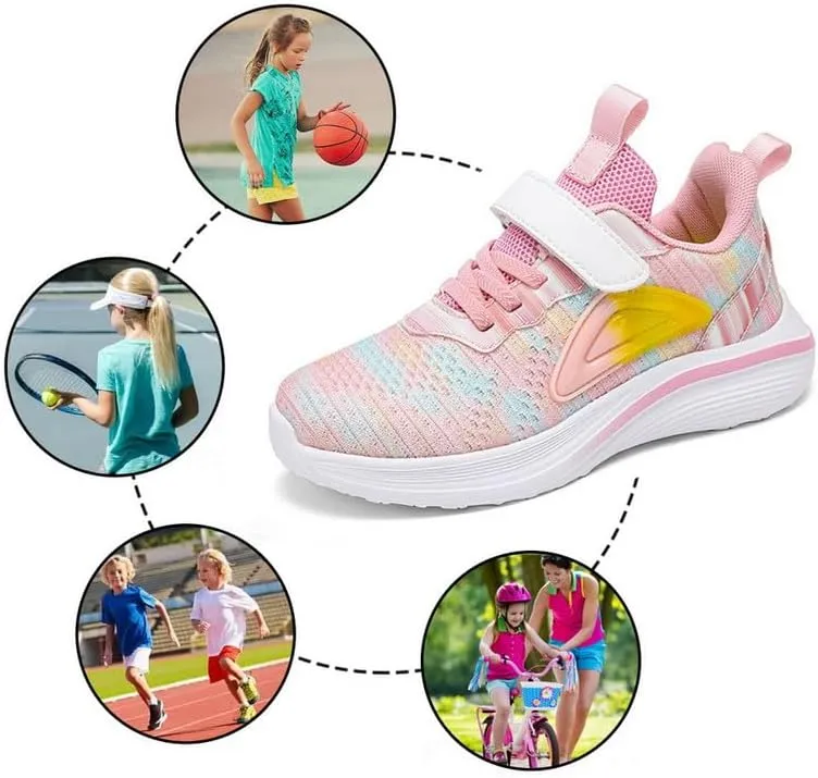 DHOVOR Girls Running Shoes Athletic Fashion Sneakers Lightweight Tennis Walking Basketball Shoes for Girls(Little Kid/Big Kid)