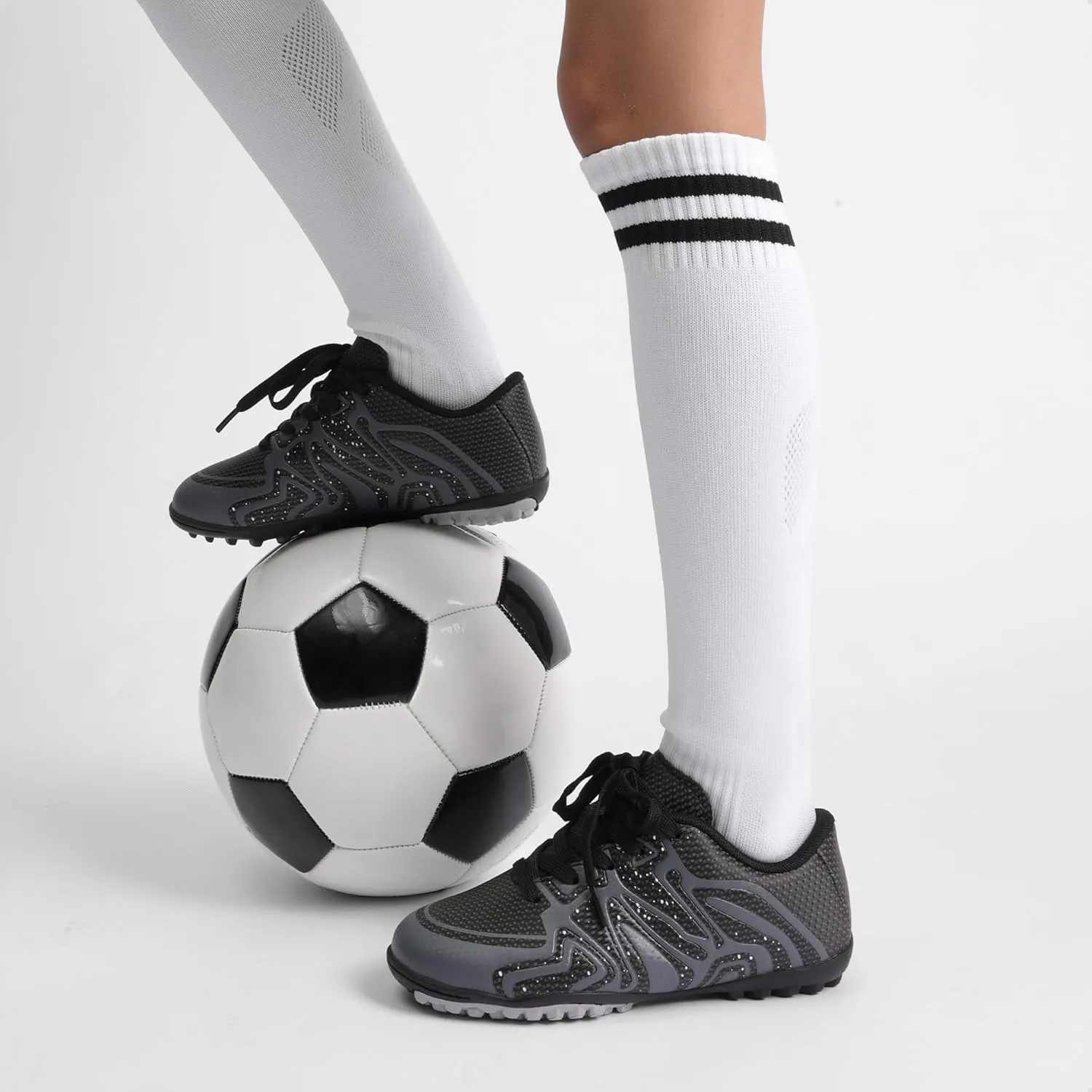 DREAM PAIRS Boys Girls Indoor Turf Soccer Cleats Lace Up Athletic Youth Futsal Football Shoes for Little/Big Kid