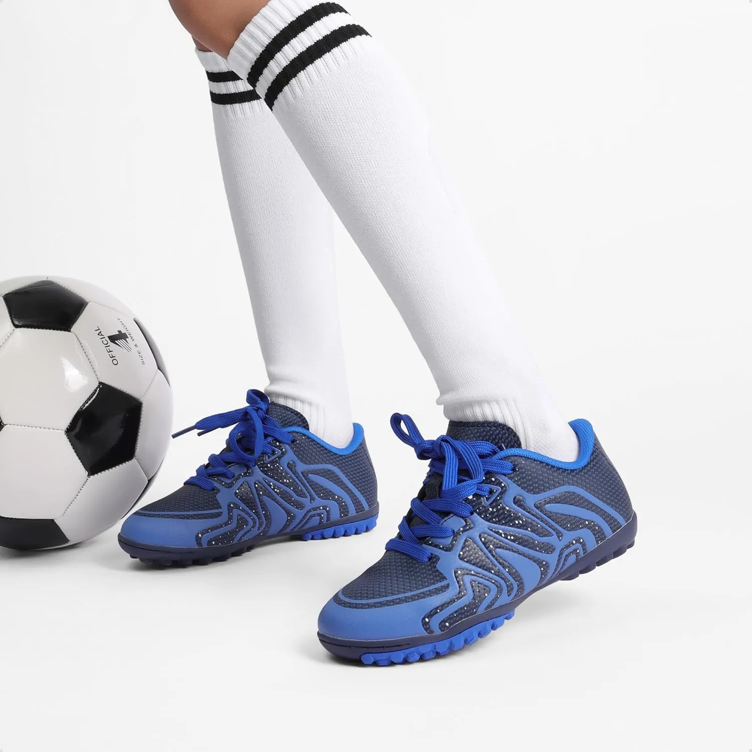 DREAM PAIRS Boys Girls Indoor Turf Soccer Cleats Lace Up Athletic Youth Futsal Football Shoes for Little/Big Kid