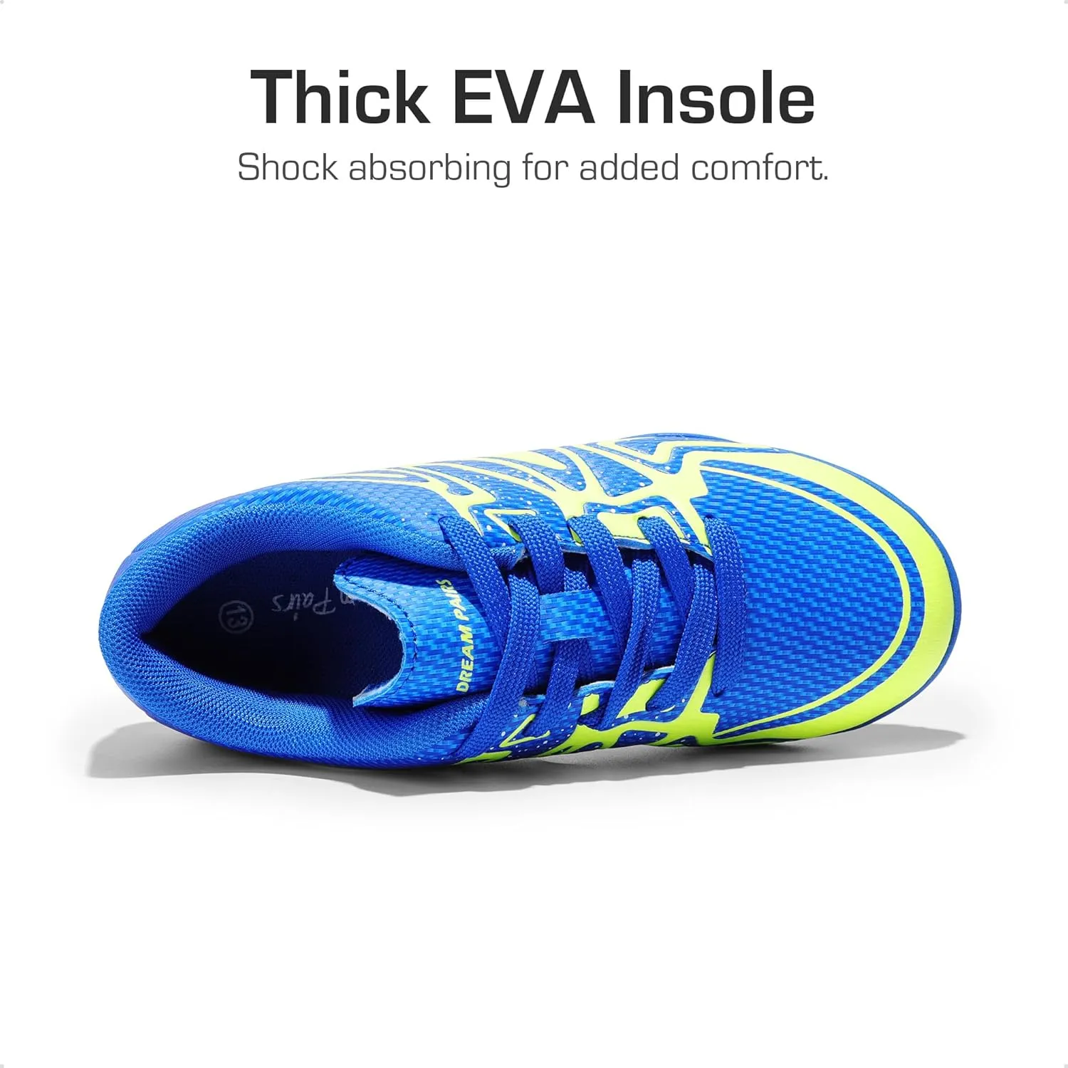 DREAM PAIRS Boys Girls Indoor Turf Soccer Cleats Lace Up Athletic Youth Futsal Football Shoes for Little/Big Kid